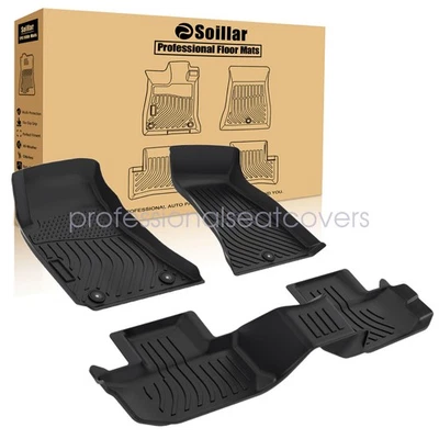 Fits 2011-2023 Dodge Challenger RWD TPE 3D Front & 2nd Row Floor Mats Liner Set - Image 1 of 4