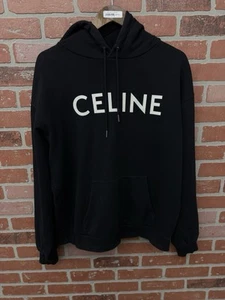 Sudadera con Capucha Celine Negra Para Hombre Talla Grande 100% Auténtica $950 Minorista Logo Básico - Imagen 1 de 14