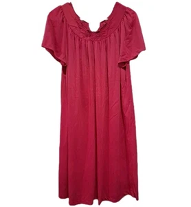 Shadowline Flutter Sleeve Short Nightgown Womens Med Deep Pink Cottage Chic - Picture 1 of 11