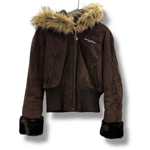 Baby Phat Faux Fur Trim Jacket Women's Size XXL Brown Zip Up Y2K Winter Style - Picture 1 of 11