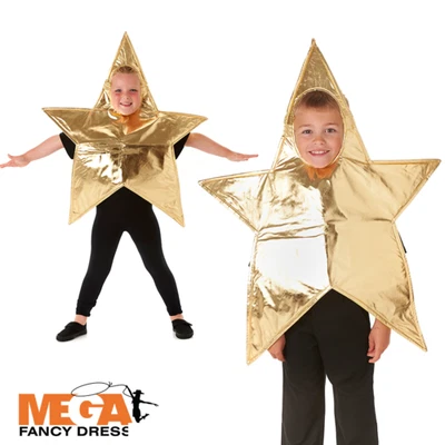 Kids Gold Star Costume 4–7 Years Nativity Christmas Fancy Dress Boys Girl Outfit - Image 1 of 4