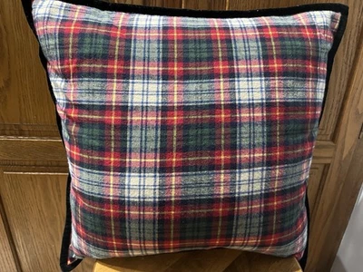 RALPH LAUREN - ALMOHADA DE LANA A CUADROS NAVIDEÑA CON ETIQUETA - NUEVA - 20 X 20 Foto 1 de 2