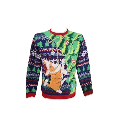 Blizzard Bay Mens Ugly Christmas Sweater Corgi Dog 3D Furry M NWT - Image 1 of 4