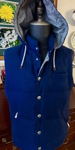 BRUNELLO CUCINELLI LUX Down Padded Vest, Navy,Linen Silk Wool,Hood, M, RT$3200 - Picture 1 of 19