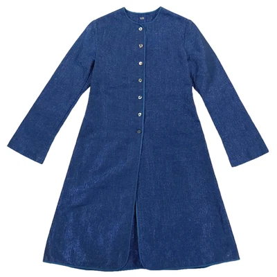 Abrigo de vestir Dosa indio chaqueta metálica brillante botón delantero para mujer talla 2 azul Foto 1 de 4