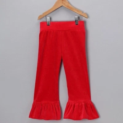 Servane Barrau Red Velvet Flair Ruffle Bottom Pants Girls Toddler Sz 4-5 New - Image 1 of 4