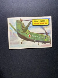 1957 Topps Planes of the World #35 M-4 Horse Helicopter Blue Back - Picture 1 of 2