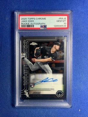 2025 Topps Chrome Jake Eder Rookie On-Card Auto RC #RA-JE White Sox PSA 10 - Image 1 of 2