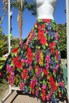 NOVA saia Grace Elements completa em camadas 4 midi 100% algodão floral festival camponês - Imagem 1 de 2