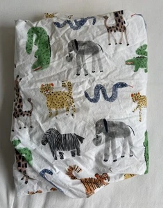 Pottery Barn Kids SAFARI Animal Cotton Fitted CRIB Sheet Organic Cotton - Picture 1 of 6
