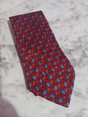 ERMENEGILDO ZEGNA MADE IN ITALY RED/BLUE DOTS MOTIF TIE - TIES - DESIGNER TIES. - Image 1 of 3