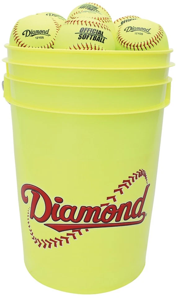 Diamond Official Fastpitch 12YSC Softballs with Bucket, New - Image 1 of 1