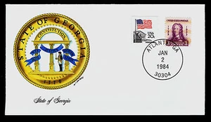EE. UU. #726 y 1894 en el estado de georgia cubierta de sello cranford cachet 1984 (esp #072) - Imagen 1 de 1