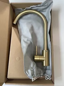 Miscelatore lavandino cucina moderno beccuccio girevole a leva singola rubinetto mono ottone spazzolato - Foto 1 di 2