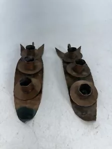 Pair Vtg Chippewa Copper Burwood Products Candle Holder Hammered Solid Copper - Picture 1 of 13