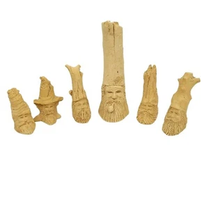 Wood Spirit Sculpture Carvings Clay Figures Woodsman Figurines 6 pc Mountain Men - Picture 1 of 9