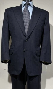 Paul Stuart Wool Navy Blue Stripe Men’s Business Suit 43 R - Picture 1 of 11