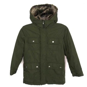 GAP Kids Green Faux Fur Removable Hood Warm Winter Jacket Coat Little Kids Small - Picture 1 of 11