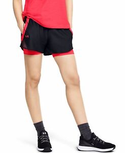 Under Armour Womens Play Up 2-in-1 Shorts Black/Beta XS
