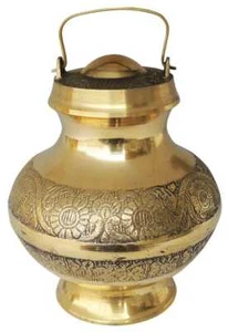 Brass Ganga Jal Pot Holy Water Patra Kamandal Religious 820 ml - 5.3*5.3*7 inch - Picture 1 of 4