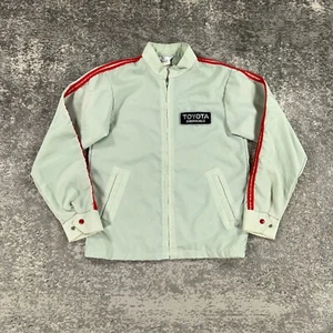 VTG Toyota Jacket Mens Medium M Grey Racing Stripes Great Lakes 70s 80s USA Made - Picture 1 of 16