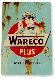 Letrero de aceite de motor Wareco, gasolinera, garaje, tienda de automóviles, letrero de lata retro B915 - Imagen 1 de 2