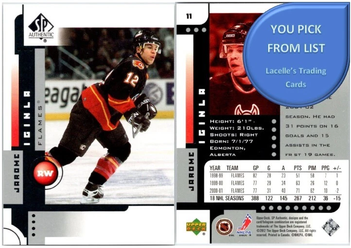 2001-02 Upper Deck SP Authentic NHL Hockey Cards - U-Pick From List - Image 1 of 1