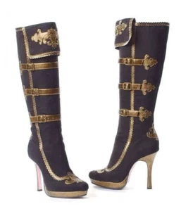 Black Suede Anna Pirate Boots Leg Avenue - Picture 1 of 1