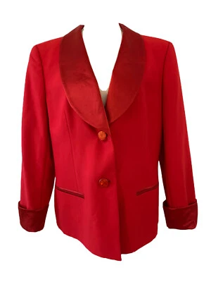 Blazer Vintage Escada Margaretha Ley Rojo Lana Seda Hecho en Alemania talla 42 ESCARLATA. Foto 1 de 4