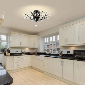 Black Vintage K9 Crystal Chandeliers 4 Light Living Room Ceiling Light Kitchen - Picture 1 of 12