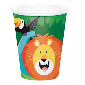 Jungle Safari Party Supplies Paper Cups 8 Pack Birthday Tableware Animals - Picture 1 of 1