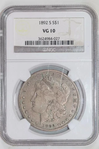 1892-S MORGAN DOLLAR NGC VG10 Cover