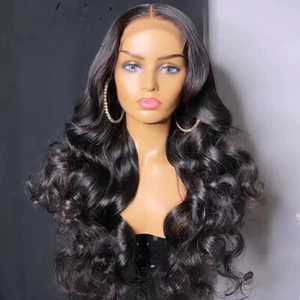 8A 180 Dichte Unverarbeitet Brasilianisch Lose Tiefe Welle Lacefront Echthaar Perücke - Bild 1 von 3