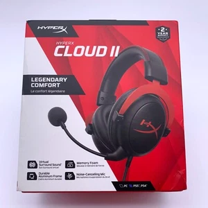 New HyperX Cloud II Wired Over-Ear Gaming Headset - Red - PS4,PS5,PC - Picture 1 of 3