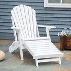 Outsunny Folding Adirondack Chair With Pull Out Ottoman,