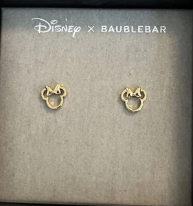 Disney X Baublebar Minnie Mouse Bow Gold Tone Stud Fashion Jewelry Earrings - Picture 1 of 4