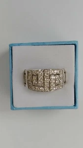 TOVA Diamonique 1.00cttw CZ Greek Key Design Ring, Sterling Silver Size 5 - Picture 1 of 7