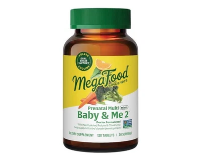 MegaFood Baby and Me 2 Prenatal Multi Minis 120 Tabs Baby's Brain, Folate - Image 1 of 4