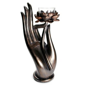 CANDELABRO DE MANO BUDA 8" Budista Vitarka Mudra Estatua ALTA CALIDAD Yoga Nuevo - Imagen 1 de 6