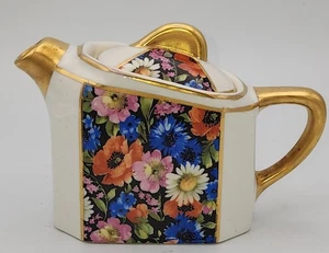 Vintage Hall Ceramic Teapot For One Floral PatternbGold Trim Garden Cottage  - Picture 1 of 13