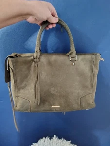 REBECCA MINKOFF Olive Suade Regan Top Handle Satchel Purse Handbag - Picture 1 of 10