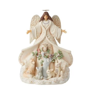 Figura Jim Shore Heartwood Creek Four Seasons White Woodland Angel con abrigo... - Imagen 1 de 5