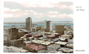 San Diego BEV Aerial Color Real Photo RPPC Actual Photo Postcard Co 1950 CA  - Bild 1 von 2