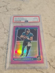 2021 Trevor Lawrence #P251 Donruss Anteprima Ottica Rosa PSA 10 Rookie Prizm Seleziona - Foto 1 di 3