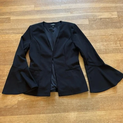 Roz & Ali Blazer Negro Frente Abierto Con Mangas Campana Talla Pequeña S b32 Foto 1 de 4