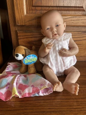 Berenguer Boutique Realistic New Born Doll Real Girl 15” W/Extra Dress & Pet Dog - Image 1 of 4
