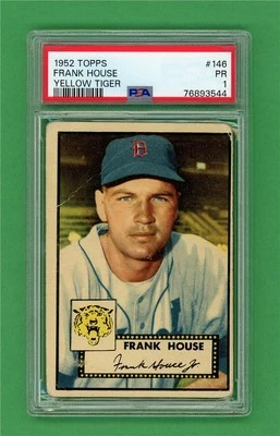 1952 Topps #146 Frank House ** YELLOW Tiger PSA PR 1 * Rare Unique baseball card - Image 1 of 2