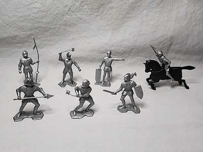 Marx Caballeros y Vikingos Años 60 Juego De 7 Caballeros Más Un Caballo Correr Negro Foto 1 de 4