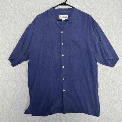 Kahala Hawaiian Islands Hombres Manga Corta Abotonada Azul Talla Grande 100% Seda Foto 1 de 4