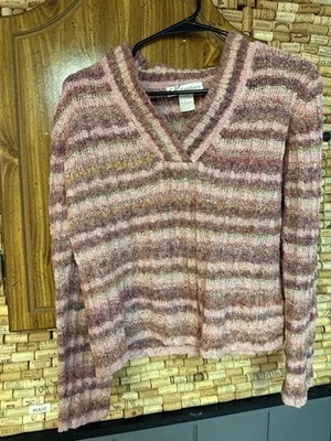 Vestido Vintage Granero Rosa Multicolor Mezcla Acrílico/Seda Suéter a Rayas Talla S Foto 1 de 4